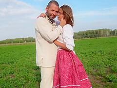 Vintage lady on the glass land